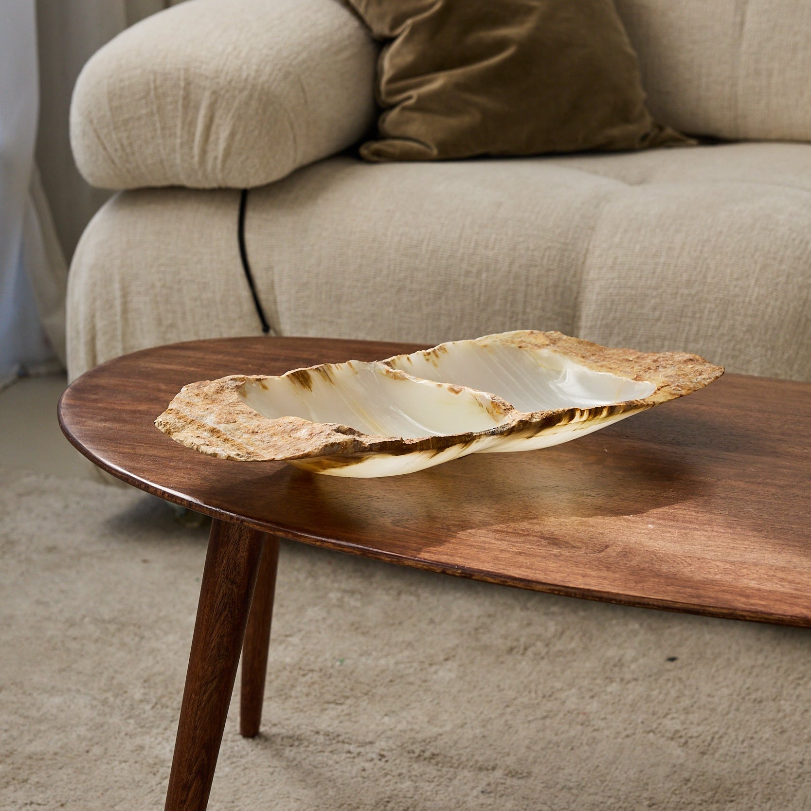 rare one of a kind beige onyx bowls with rough edges by Uniiqo Studio
