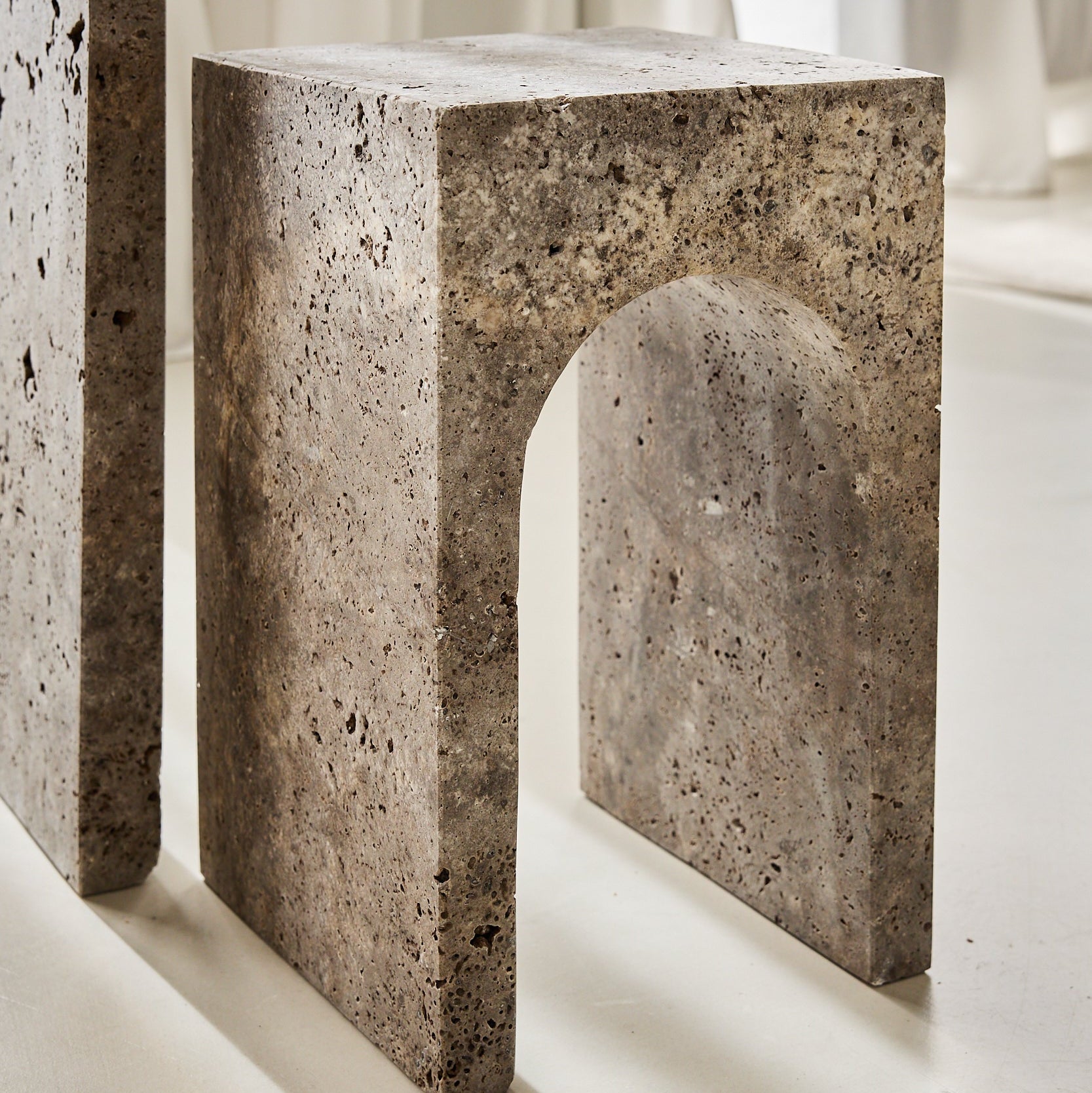 rare silver travertine side table for elegant and minimalistic interiors