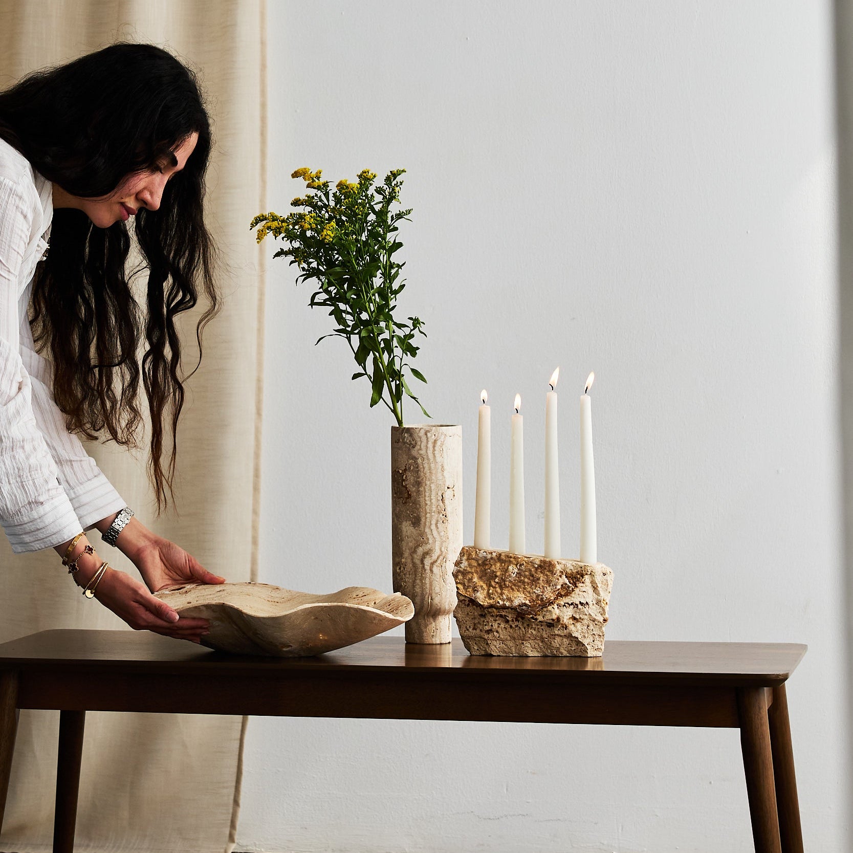 travertine home accessories handcrafted by Uniiqo Studio for elevated homes