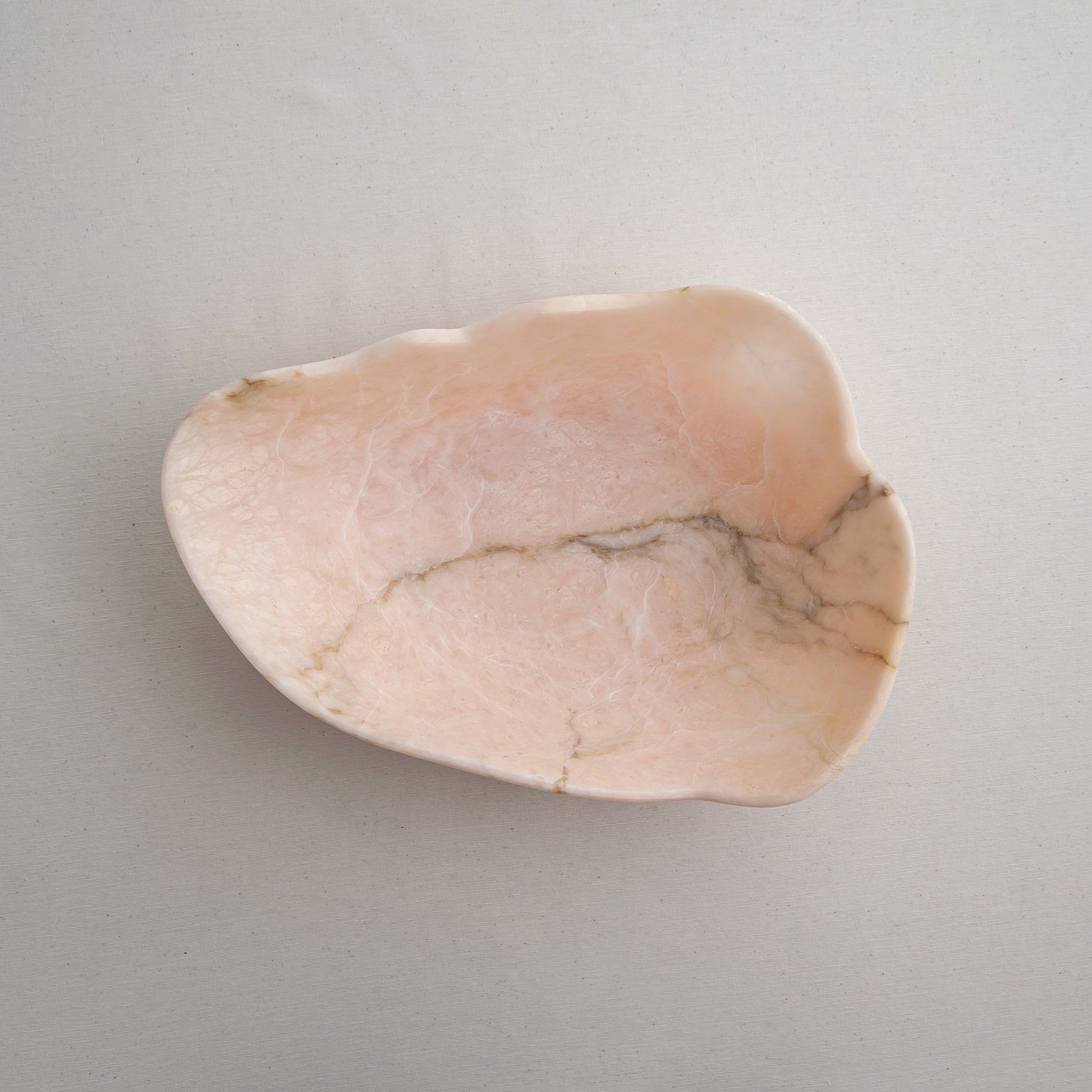 Handcrafted Corolla pink marble bowl with scalloped petal-edge rim, by Uniiqo Studio