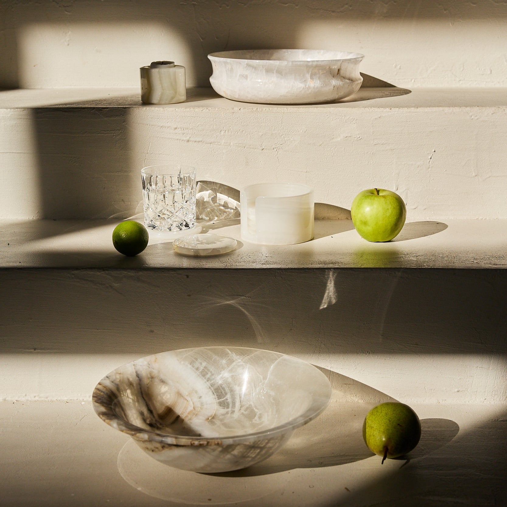 White onyx home accessories. Handmade.