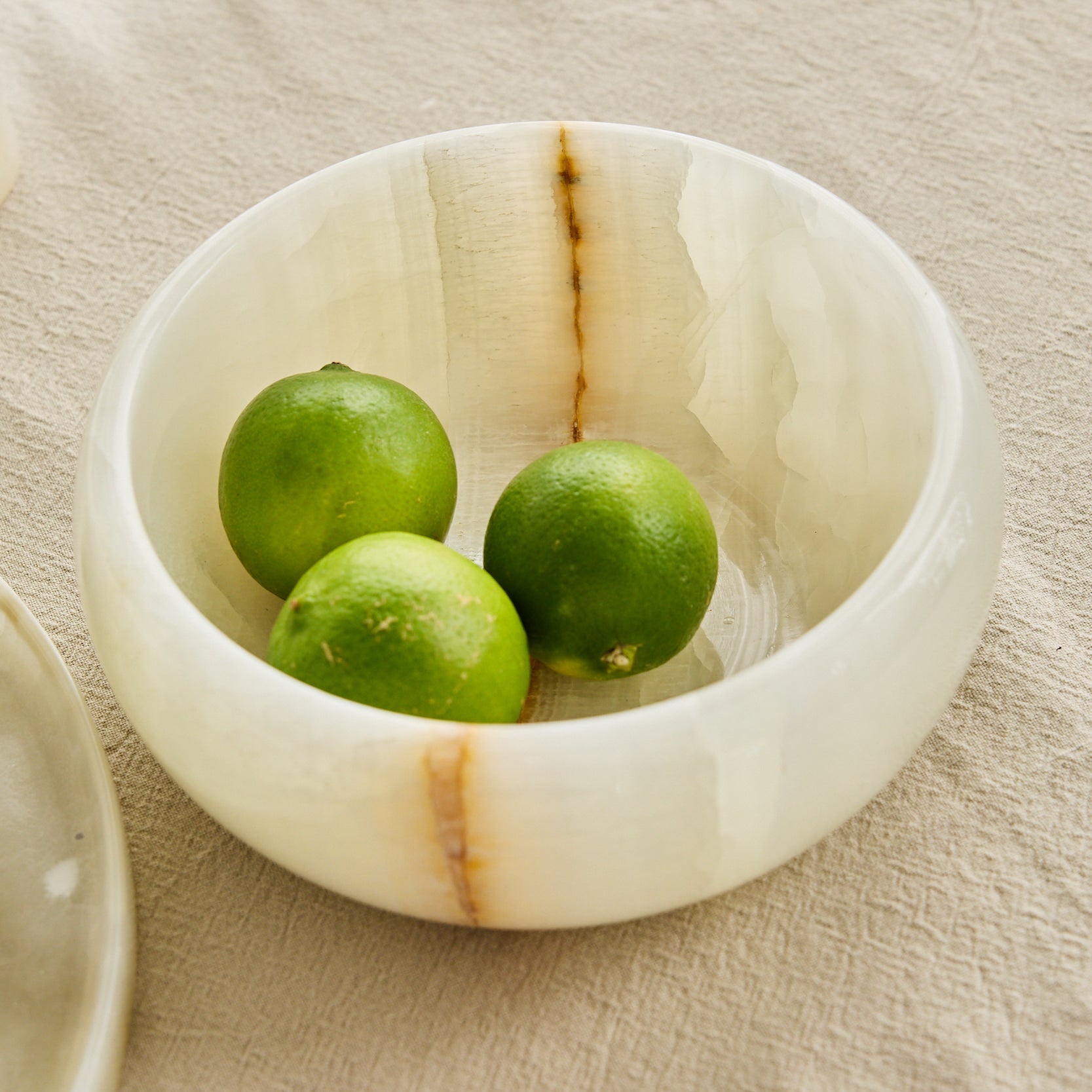 white onyx bowl with orange vein for home decor
